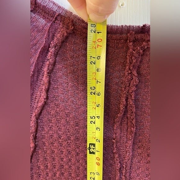 We The Free Waffle Knit Blouse Thermal Top Curved Hem Bohemian Women's Size XS - Picture 5 of 7